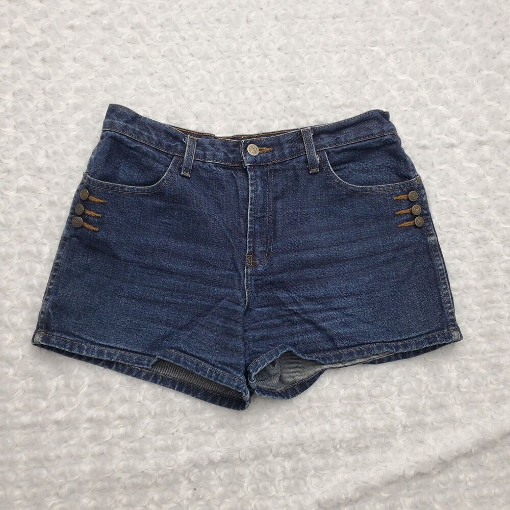 Vintage 90s Lei High Rise Denim Shorts Womens 13 Blue Side Button Y2K 1990s